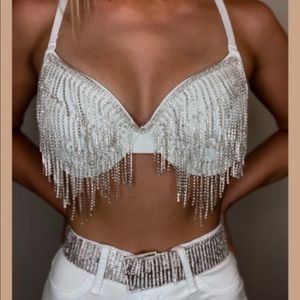 Rhinestone Showgirl Fringe Bra